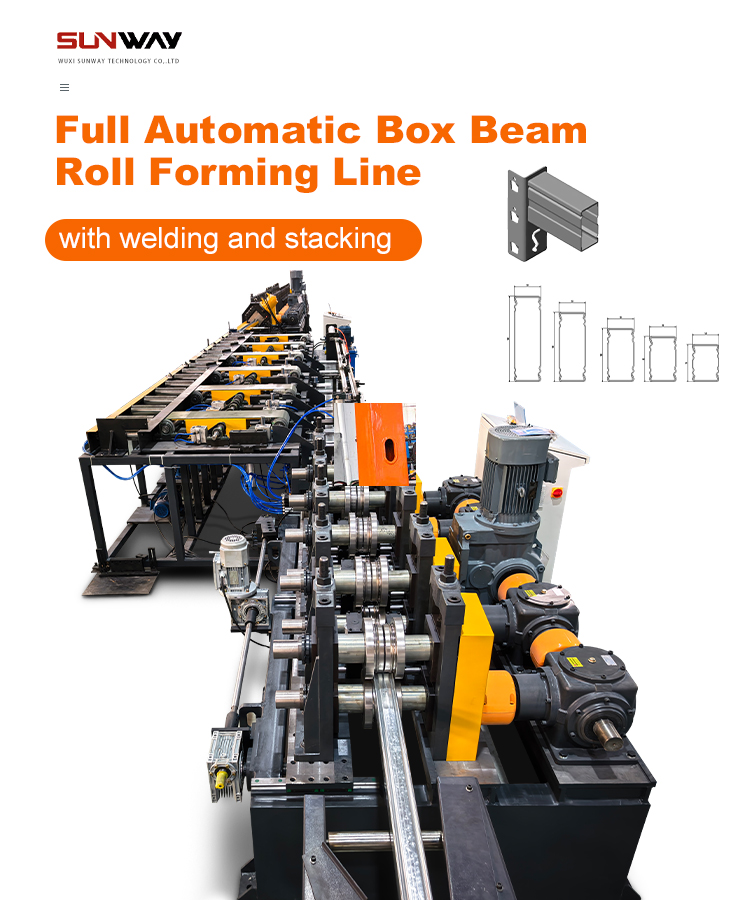 SUNWAY Full Automatic Box Beam Roll Forming Line featuring integrated online welding and auto stacking system